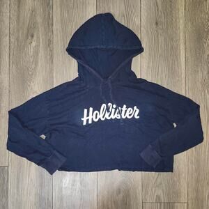 Women's Size Medium Hollister Navy Blue Cropped Hoodie